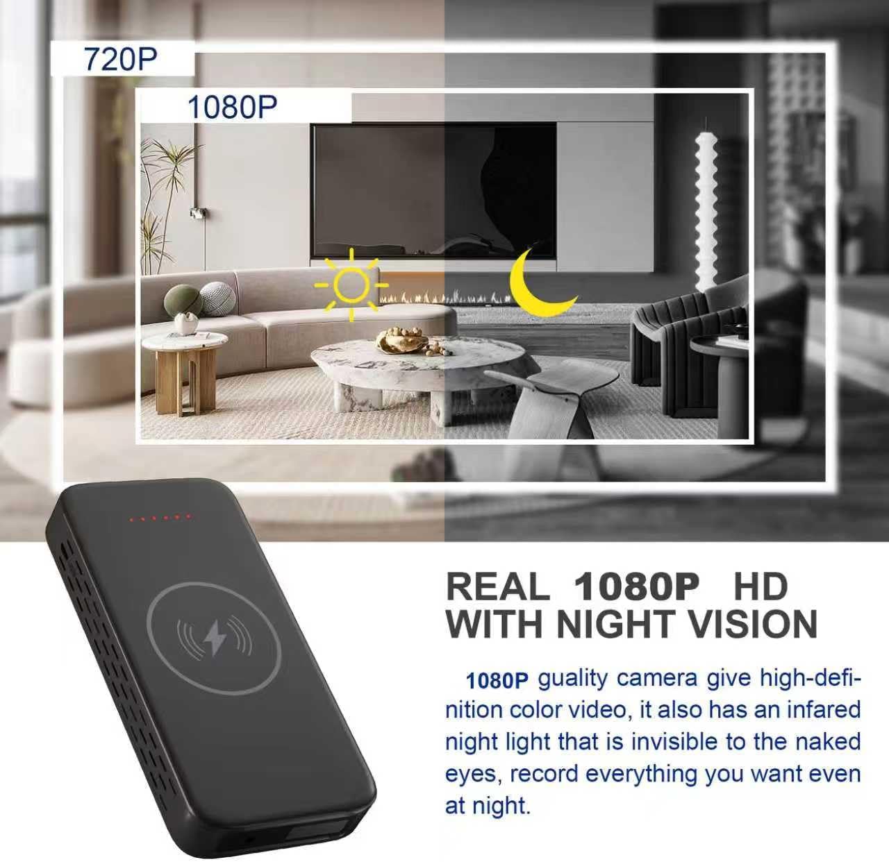 2K Wireless Charging Power Bank Camera