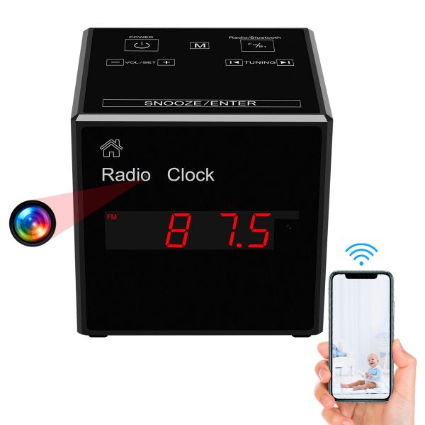 Radio Alarm Clock with Built in Camera Night Vision Wi-Fi